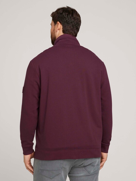 Sweatjacke mit Stehkragen - Männer - Dusty Wildberry Red Sweatjacke mit Stehkragen - Männer - Dusty Wildberry Red - 2 - Men Plus