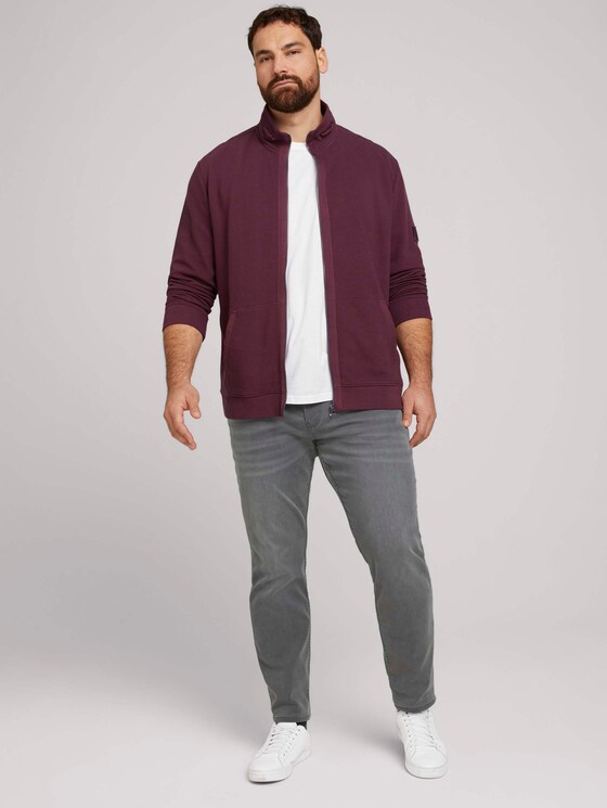Sweatjacke mit Stehkragen - Männer - Dusty Wildberry Red Sweatjacke mit Stehkragen - Männer - Dusty Wildberry Red - 3 - Men Plus