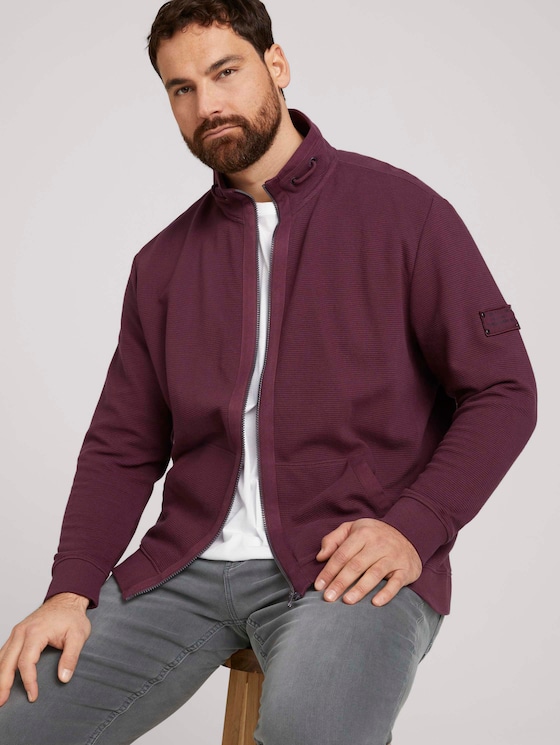 Sweatjacke mit Stehkragen - Männer - Dusty Wildberry Red Sweatjacke mit Stehkragen - Männer - Dusty Wildberry Red - 5 - Men Plus