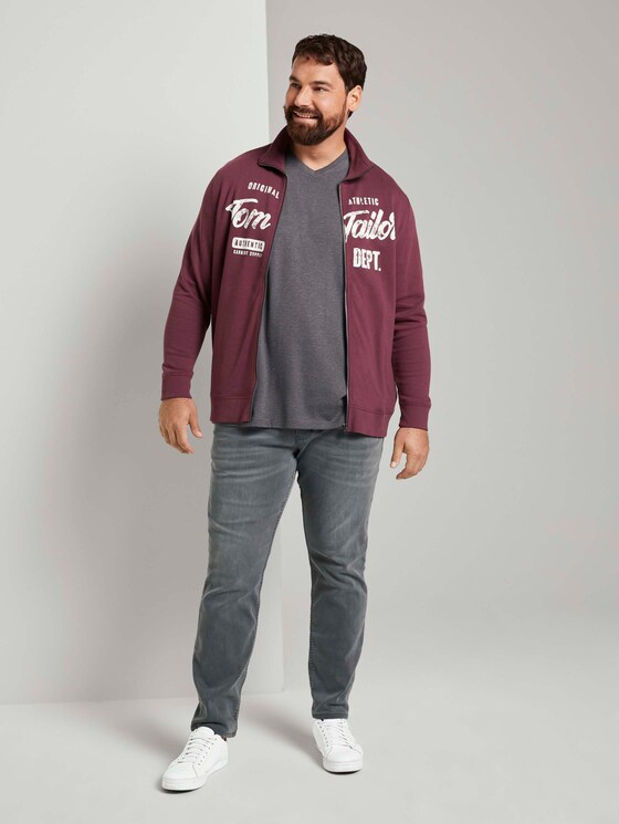 Sweatjacke mit Stehkragen - Männer - Dusty Wildberry Red Sweatjacke mit Stehkragen - Männer - Dusty Wildberry Red - 3 - Men Plus
