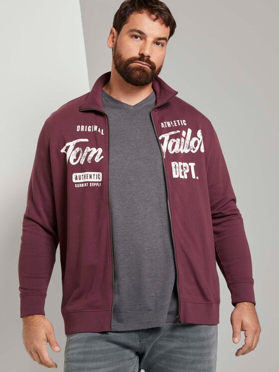 Sweatjacke mit Stehkragen - Männer - Dusty Wildberry Red Sweatjacke mit Stehkragen - Männer - Dusty Wildberry Red - 5 - Men Plus