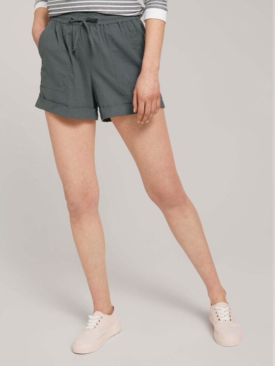 Relaxed-fit shorts with linen - Women - dusty pine green Relaxed-fit shorts with linen - Women - dusty pine green - 1 - TOM TAILOR Denim