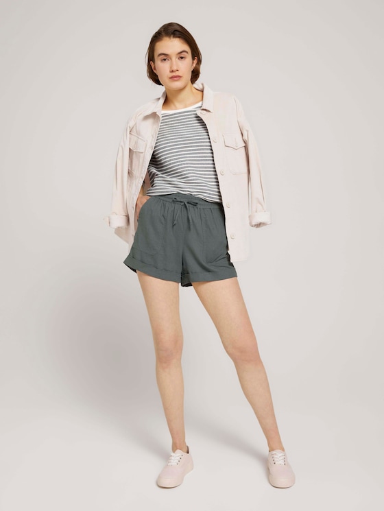 Relaxed-fit shorts with linen - Women - dusty pine green Relaxed-fit shorts with linen - Women - dusty pine green - 3 - TOM TAILOR Denim