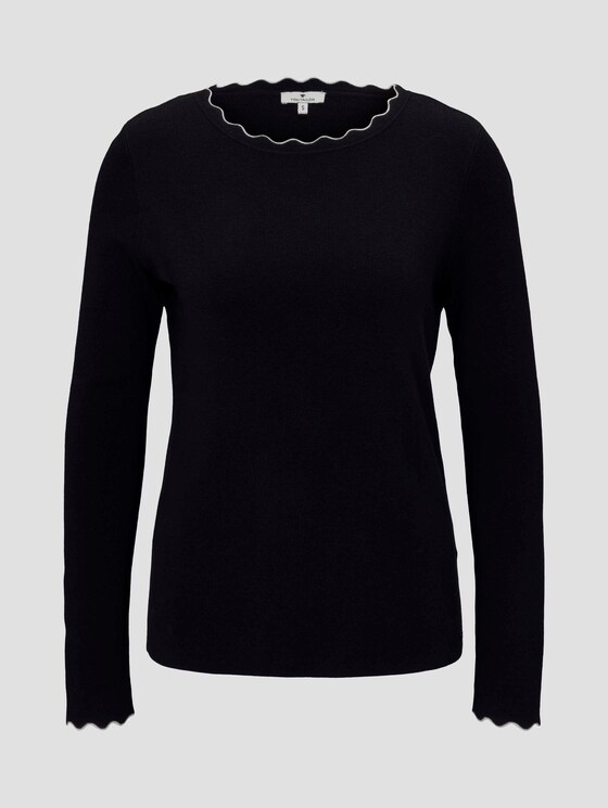 Strickpullover mit Muschelkragen - Frauen - Deep Black Strickpullover mit Muschelkragen - Frauen - Deep Black - 7 - TOM TAILOR