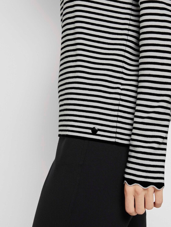 Strickpullover mit Muschelkragen - Frauen - black white stripe Strickpullover mit Muschelkragen - Frauen - black white stripe - 10 - TOM TAILOR