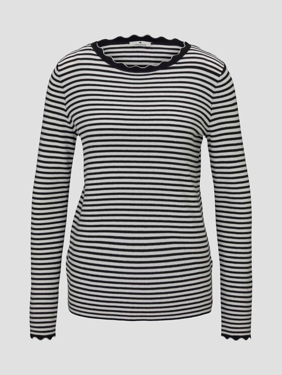 Strickpullover mit Muschelkragen - Frauen - black white stripe Strickpullover mit Muschelkragen - Frauen - black white stripe - 7 - TOM TAILOR