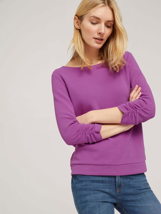 Sweatshirt mit Raffungen am Ärmel - Frauen - plum blossom lilac Sweatshirt mit Raffungen am Ärmel - Frauen - plum blossom lilac - 5 - TOM TAILOR