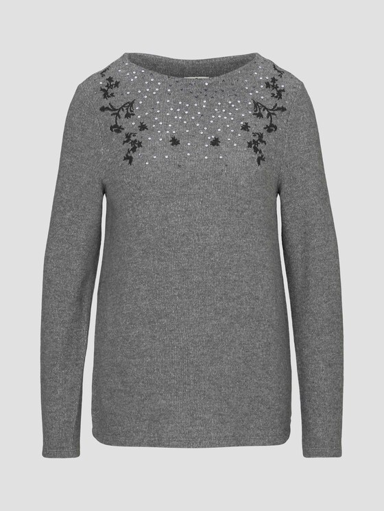Gevlekt Sweatshirt met borduurwerk - Vrouwen - alloy grey melange Gevlekt Sweatshirt met borduurwerk - Vrouwen - alloy grey melange - 7 - TOM TAILOR
