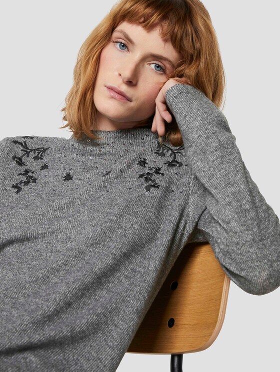 Gevlekt Sweatshirt met borduurwerk - Vrouwen - alloy grey melange Gevlekt Sweatshirt met borduurwerk - Vrouwen - alloy grey melange - 9 - TOM TAILOR