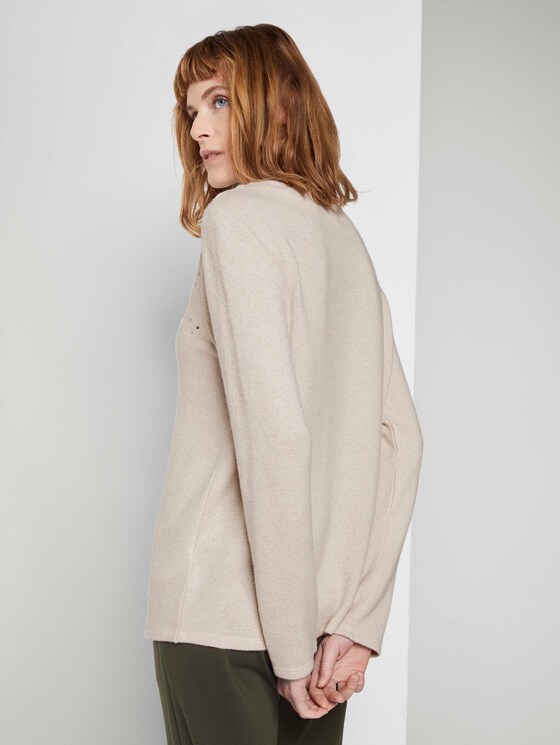 Meliertes Sweatshirt mit Stickereien - Frauen - desert sand melange Meliertes Sweatshirt mit Stickereien - Frauen - desert sand melange - 2 - TOM TAILOR
