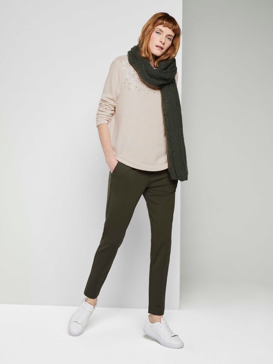 Meliertes Sweatshirt mit Stickereien - Frauen - desert sand melange Meliertes Sweatshirt mit Stickereien - Frauen - desert sand melange - 3 - TOM TAILOR