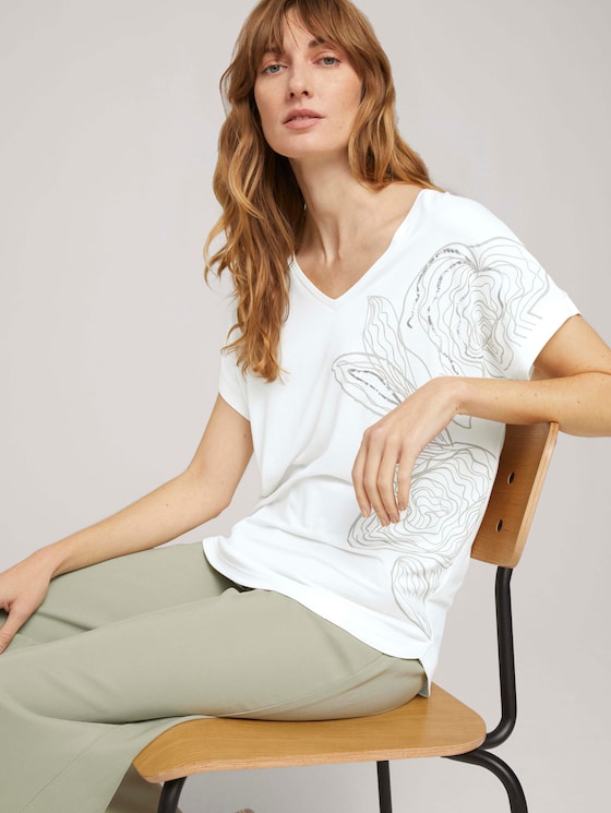 Print T-Shirt mit LENZING™ ECOVERO™ - Frauen - Whisper White Print T-Shirt mit LENZING™ ECOVERO™ - Frauen - Whisper White - 5 - TOM TAILOR
