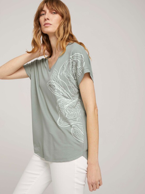 Print T-Shirt mit LENZING™ ECOVERO™ - Frauen - Prairie Grass Green Print T-Shirt mit LENZING™ ECOVERO™ - Frauen - Prairie Grass Green - 5 - TOM TAILOR