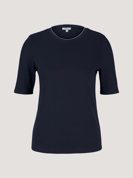 Basic T-Shirt mit Rippbündchen - Frauen - Sky Captain Blue Basic T-Shirt mit Rippbündchen - Frauen - Sky Captain Blue - 7 - TOM TAILOR