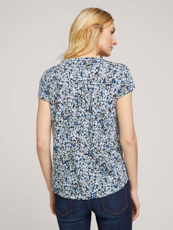 Henley T-Shirt mit Raffungen - Frauen - navy floral design Henley T-Shirt mit Raffungen - Frauen - navy floral design - 2 - TOM TAILOR