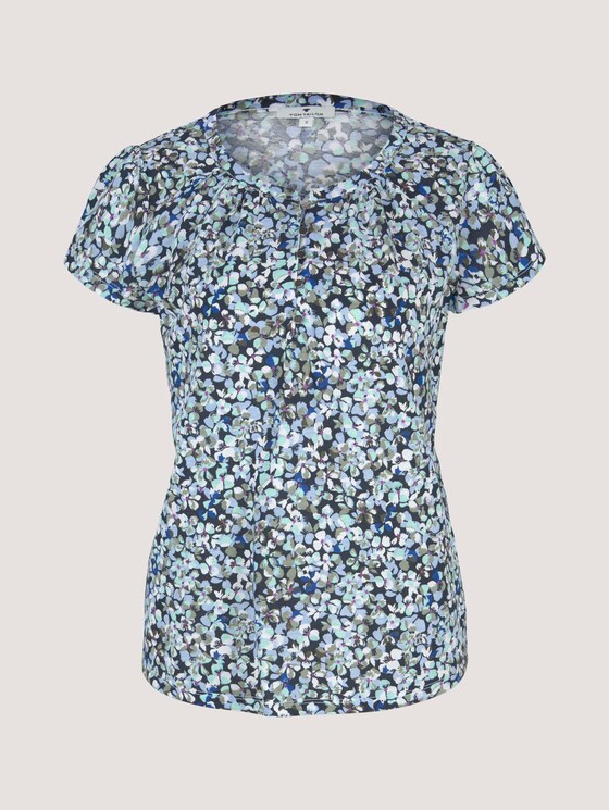 Henley T-Shirt mit Raffungen - Frauen - navy floral design Henley T-Shirt mit Raffungen - Frauen - navy floral design - 7 - TOM TAILOR