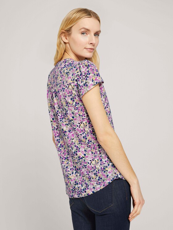 Henley T-Shirt mit Raffungen - Frauen - offwhite floral design Henley T-Shirt mit Raffungen - Frauen - offwhite floral design - 2 - TOM TAILOR