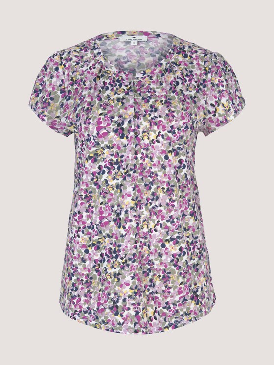 Henley T-Shirt mit Raffungen - Frauen - offwhite floral design Henley T-Shirt mit Raffungen - Frauen - offwhite floral design - 7 - TOM TAILOR
