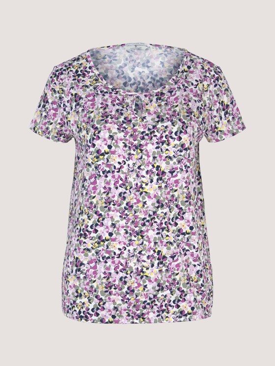 Gemustertes T-Shirt mit elastischem Bund - Frauen - offwhite floral design Gemustertes T-Shirt mit elastischem Bund - Frauen - offwhite floral design - 7 - TOM TAILOR