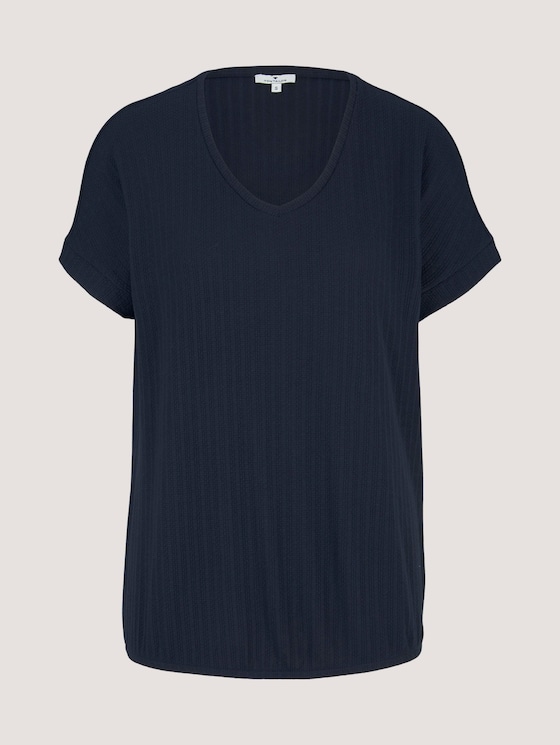 Strukturiertes T-Shirt mit V-Ausschnitt - Frauen - Sky Captain Blue Strukturiertes T-Shirt mit V-Ausschnitt - Frauen - Sky Captain Blue - 7 - TOM TAILOR