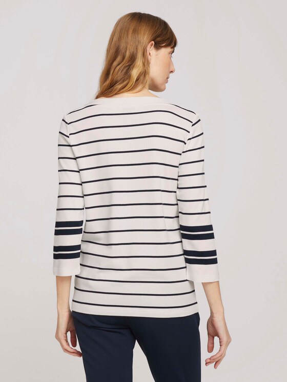 Gestreiftes 3/4 Arm Shirt mit Bio-Baumwolle - Frauen - navy irregular stripe Gestreiftes 3/4 Arm Shirt mit Bio-Baumwolle - Frauen - navy irregular stripe - 2 - TOM TAILOR