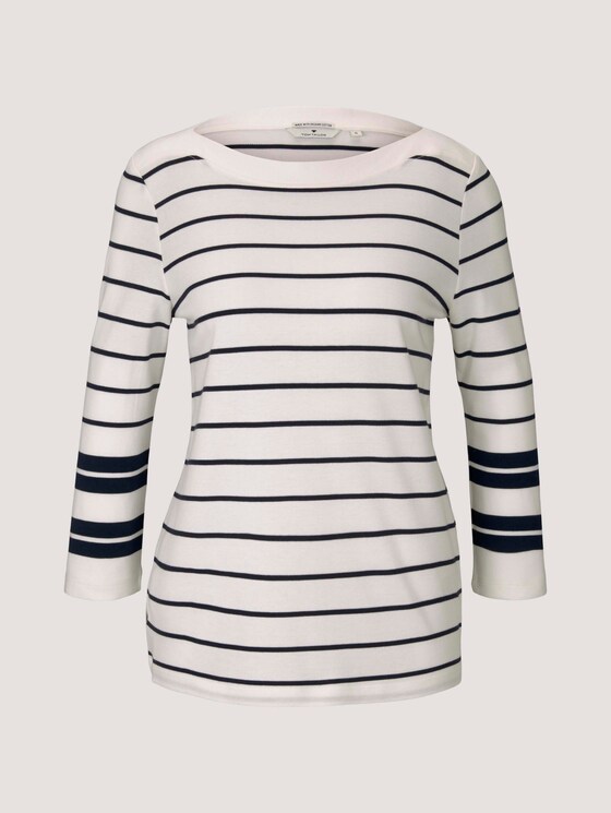 Gestreiftes 3/4 Arm Shirt mit Bio-Baumwolle - Frauen - navy irregular stripe Gestreiftes 3/4 Arm Shirt mit Bio-Baumwolle - Frauen - navy irregular stripe - 7 - TOM TAILOR