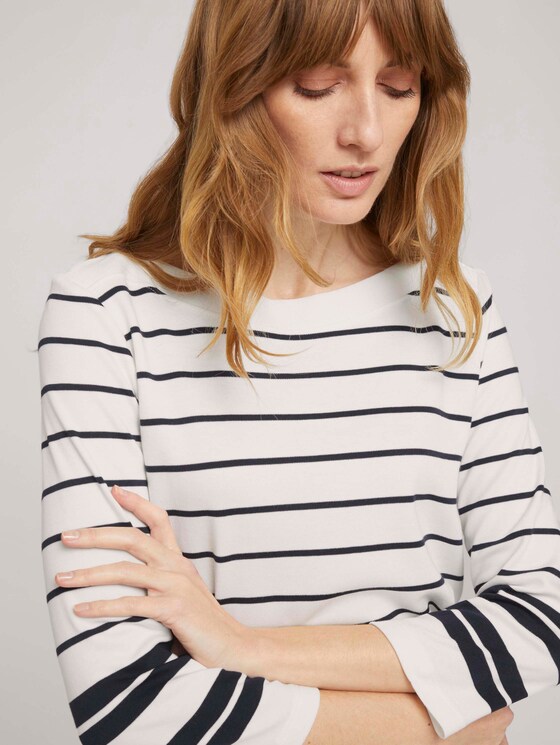 Gestreiftes 3/4 Arm Shirt mit Bio-Baumwolle - Frauen - navy irregular stripe Gestreiftes 3/4 Arm Shirt mit Bio-Baumwolle - Frauen - navy irregular stripe - 9 - TOM TAILOR