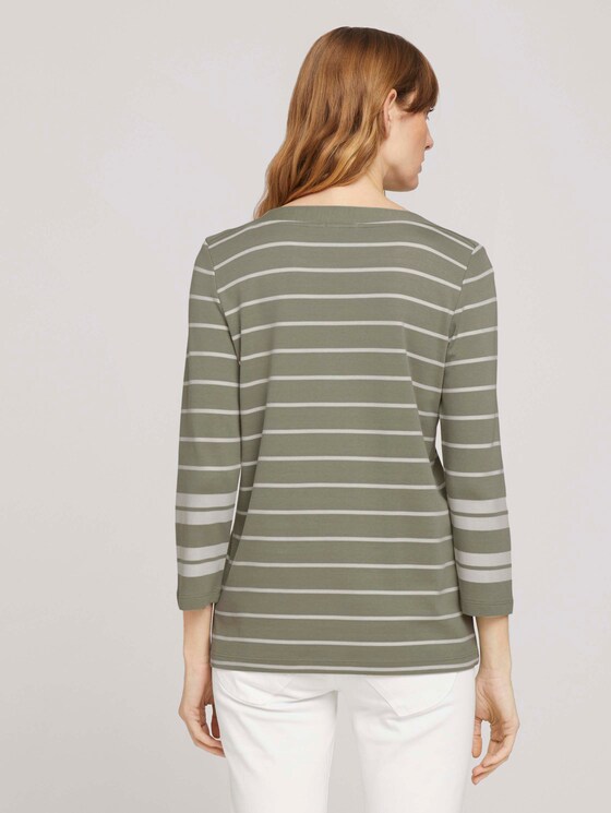 Gestreiftes 3/4 Arm Shirt mit Bio-Baumwolle - Frauen - green irregular stripe Gestreiftes 3/4 Arm Shirt mit Bio-Baumwolle - Frauen - green irregular stripe - 2 - TOM TAILOR