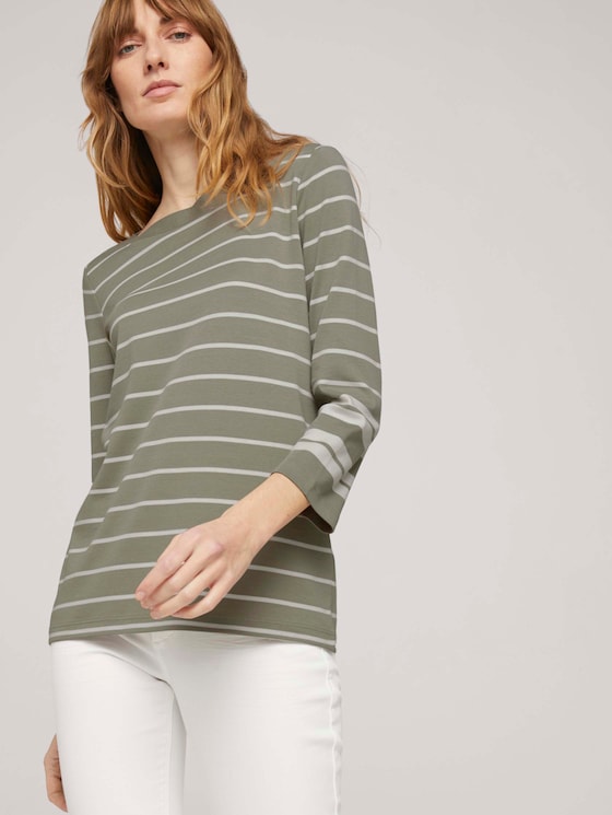 Gestreiftes 3/4 Arm Shirt mit Bio-Baumwolle - Frauen - green irregular stripe Gestreiftes 3/4 Arm Shirt mit Bio-Baumwolle - Frauen - green irregular stripe - 5 - TOM TAILOR