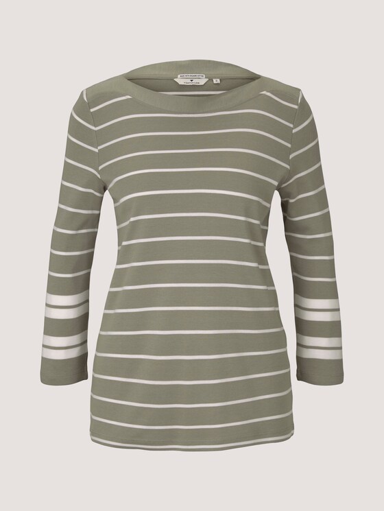 Gestreiftes 3/4 Arm Shirt mit Bio-Baumwolle - Frauen - green irregular stripe Gestreiftes 3/4 Arm Shirt mit Bio-Baumwolle - Frauen - green irregular stripe - 7 - TOM TAILOR