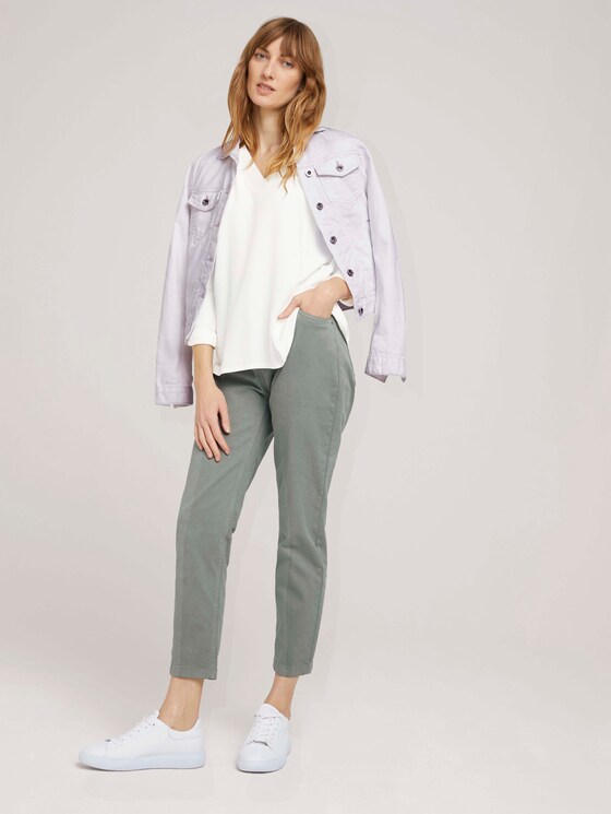 Langarmshirt mit V-Ausschnitt im Materialmix - Frauen - Whisper White Langarmshirt mit V-Ausschnitt im Materialmix - Frauen - Whisper White - 3 - TOM TAILOR