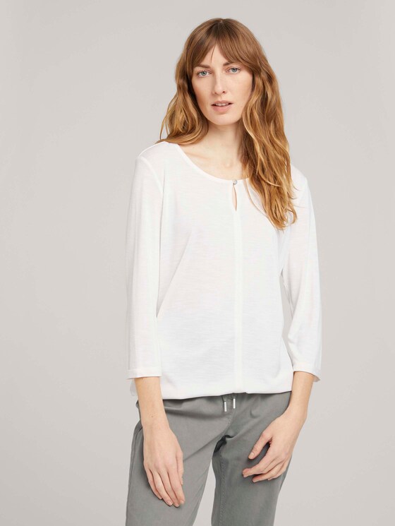 3/4 Arm Shirt mit elatischem Bund - Frauen - Whisper White 3/4 Arm Shirt mit elatischem Bund - Frauen - Whisper White - 1 - TOM TAILOR