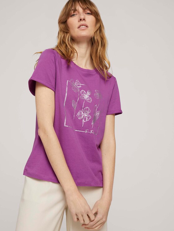 T-Shirt aus Bio-Baumwolle - Frauen - plum blossom lilac T-Shirt aus Bio-Baumwolle - Frauen - plum blossom lilac - 5 - TOM TAILOR