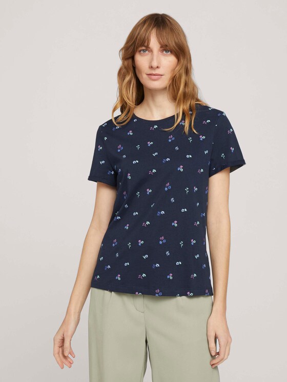 T-Shirt aus Bio-Baumwolle - Frauen - navy colorful floral design T-Shirt aus Bio-Baumwolle - Frauen - navy colorful floral design - 1 - TOM TAILOR