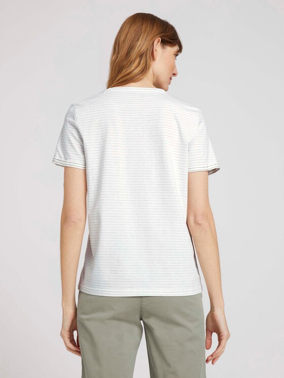 Gestreiftes T-Shirt mit Bio-Baumwolle - Frauen - aral blue white stripe Gestreiftes T-Shirt mit Bio-Baumwolle - Frauen - aral blue white stripe - 2 - TOM TAILOR