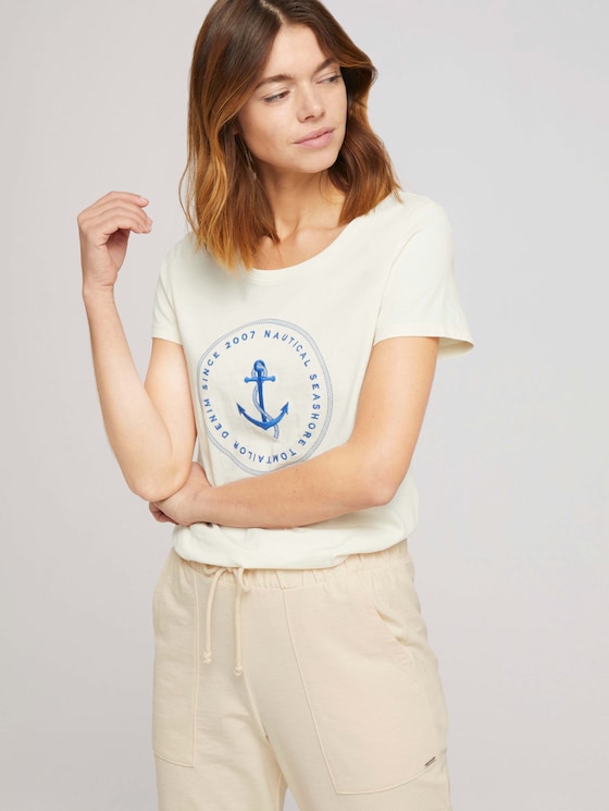 T-Shirt aus Bio-Baumwolle - Frauen - soft creme beige T-Shirt aus Bio-Baumwolle - Frauen - soft creme beige - 5 - TOM TAILOR Denim
