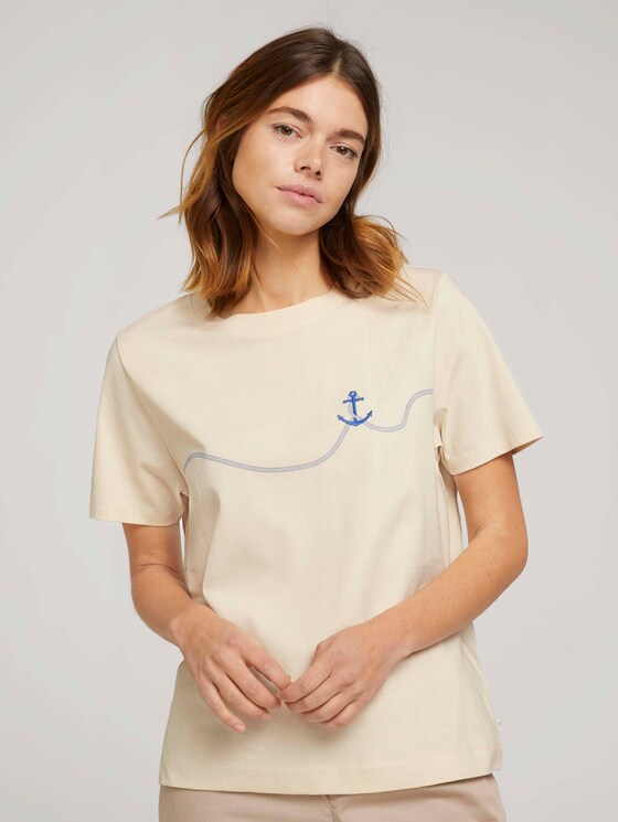 T-Shirt mit Anker Print - Frauen - soft creme beige T-Shirt mit Anker Print - Frauen - soft creme beige - 1 - TOM TAILOR Denim