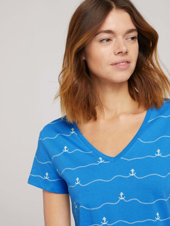 T-Shirt mit Bio-Baumwolle - Frauen - mid blue stripe anchor print T-Shirt mit Bio-Baumwolle - Frauen - mid blue stripe anchor print - 9 - TOM TAILOR Denim