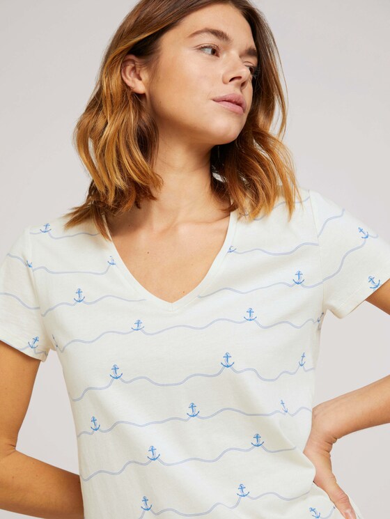 T-Shirt mit Bio-Baumwolle - Frauen - creme stripe anchor print T-Shirt mit Bio-Baumwolle - Frauen - creme stripe anchor print - 9 - TOM TAILOR Denim