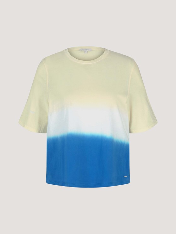 Cropped T-Shirt mit Farbverlauf - Frauen - yellow blue dip dye Cropped T-Shirt mit Farbverlauf - Frauen - yellow blue dip dye - 7 - TOM TAILOR Denim
