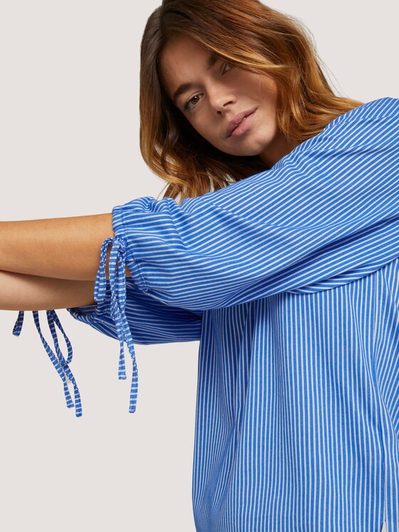 Gestreiftes Carmen-Shirt mit Ballonärmeln - Frauen - small blue white stripe Gestreiftes Carmen-Shirt mit Ballonärmeln - Frauen - small blue white stripe - 9 - TOM TAILOR Denim