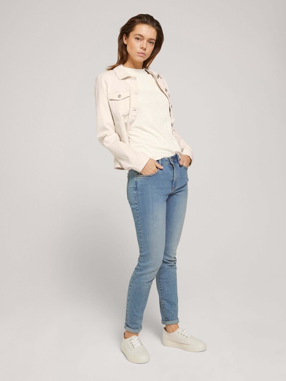Ripp T-Shirt mit Ballonärmeln - Frauen - soft creme beige Ripp T-Shirt mit Ballonärmeln - Frauen - soft creme beige - 3 - TOM TAILOR Denim