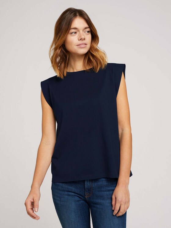 Ärmelloses Shirt mit weiten Schultern - Frauen - Sky Captain Blue Ärmelloses Shirt mit weiten Schultern - Frauen - Sky Captain Blue - 1 - TOM TAILOR Denim