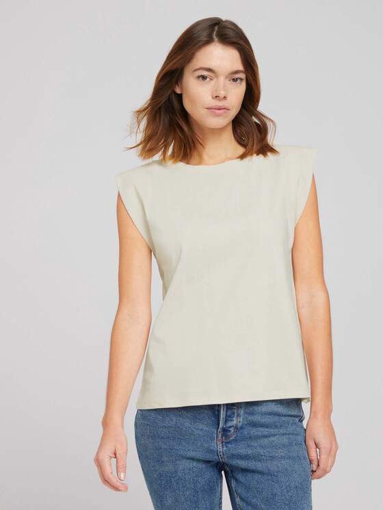Ärmelloses Shirt mit weiten Schultern - Frauen - soft creme beige Ärmelloses Shirt mit weiten Schultern - Frauen - soft creme beige - 1 - TOM TAILOR Denim