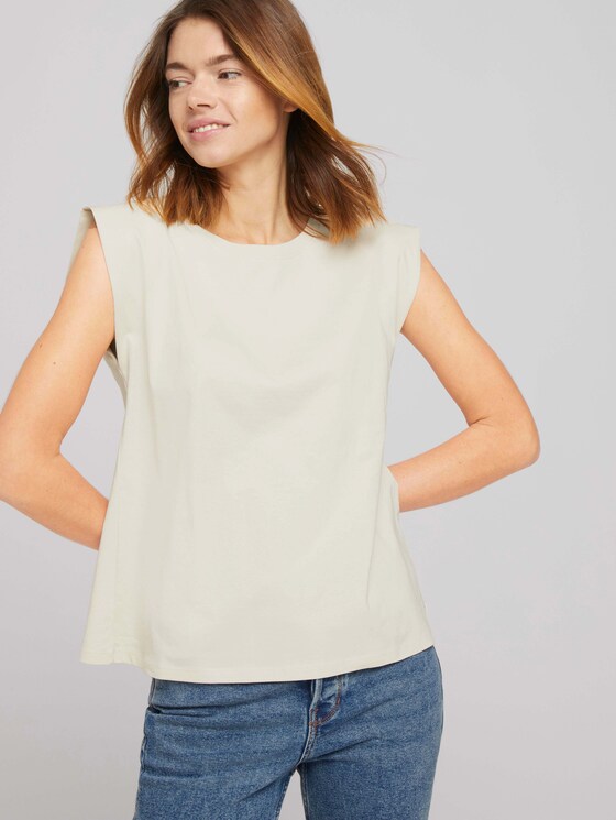 Ärmelloses Shirt mit weiten Schultern - Frauen - soft creme beige Ärmelloses Shirt mit weiten Schultern - Frauen - soft creme beige - 5 - TOM TAILOR Denim