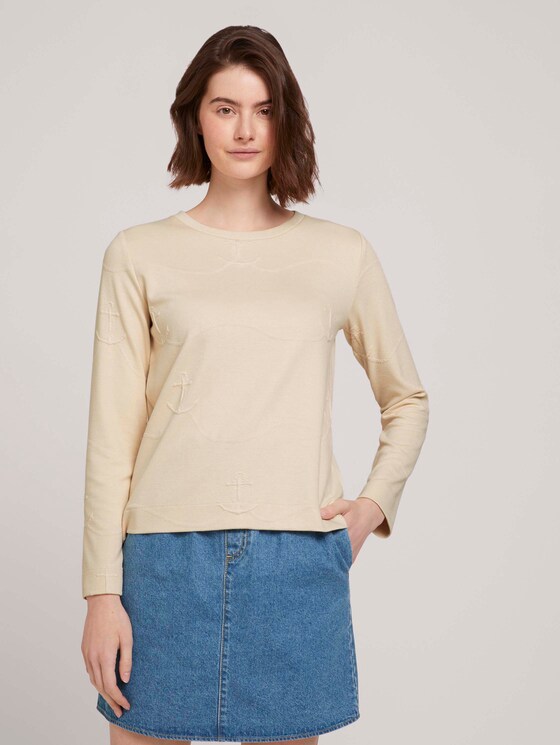 Strukturiertes Sweatshirt - Frauen - soft creme beige Strukturiertes Sweatshirt - Frauen - soft creme beige - 1 - TOM TAILOR Denim