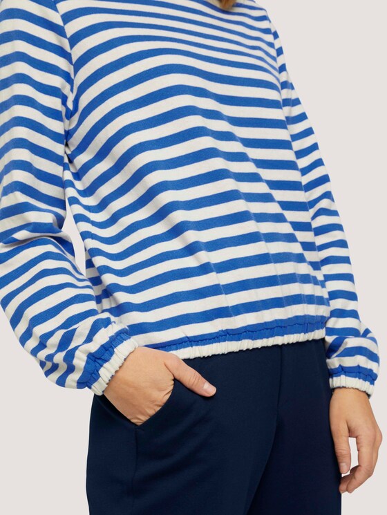 Gestreiftes Sweatshirt mit Knopfleiste - Frauen - horizontal blue white stripe Gestreiftes Sweatshirt mit Knopfleiste - Frauen - horizontal blue white stripe - 10 - TOM TAILOR Denim