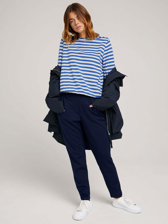 Gestreiftes Sweatshirt mit Knopfleiste - Frauen - horizontal blue white stripe Gestreiftes Sweatshirt mit Knopfleiste - Frauen - horizontal blue white stripe - 3 - TOM TAILOR Denim