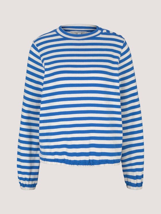 Gestreiftes Sweatshirt mit Knopfleiste - Frauen - horizontal blue white stripe Gestreiftes Sweatshirt mit Knopfleiste - Frauen - horizontal blue white stripe - 7 - TOM TAILOR Denim