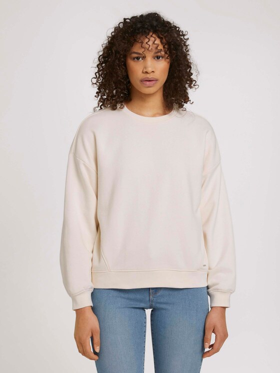 Oversized SweaT-Shirt mit Bio-Baumwolle - Frauen - soft creme beige Oversized SweaT-Shirt mit Bio-Baumwolle - Frauen - soft creme beige - 1 - TOM TAILOR Denim